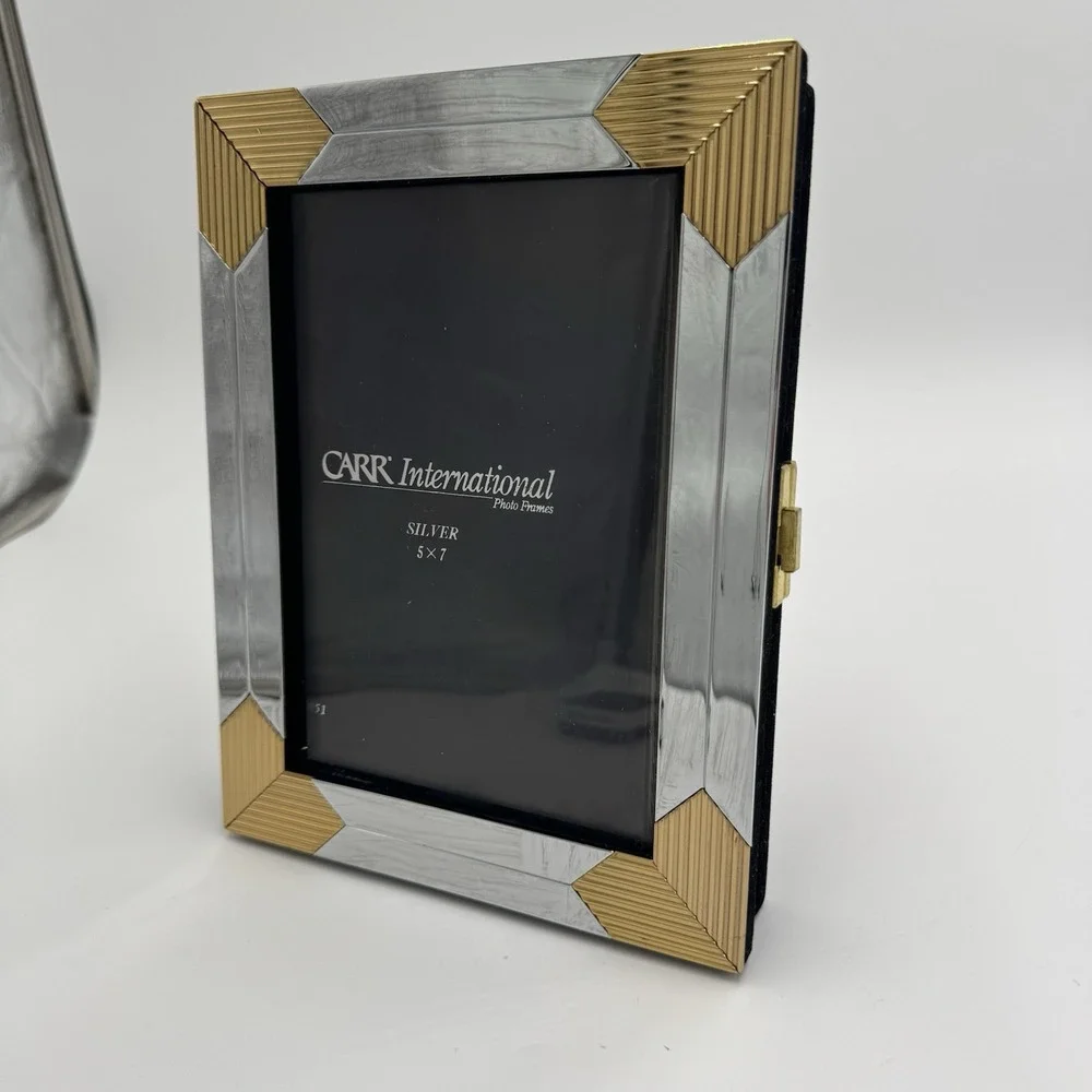 Carr International 5x7 Photo Frame Album Silver Gold Tone 3x5 Holds 56 Korea
